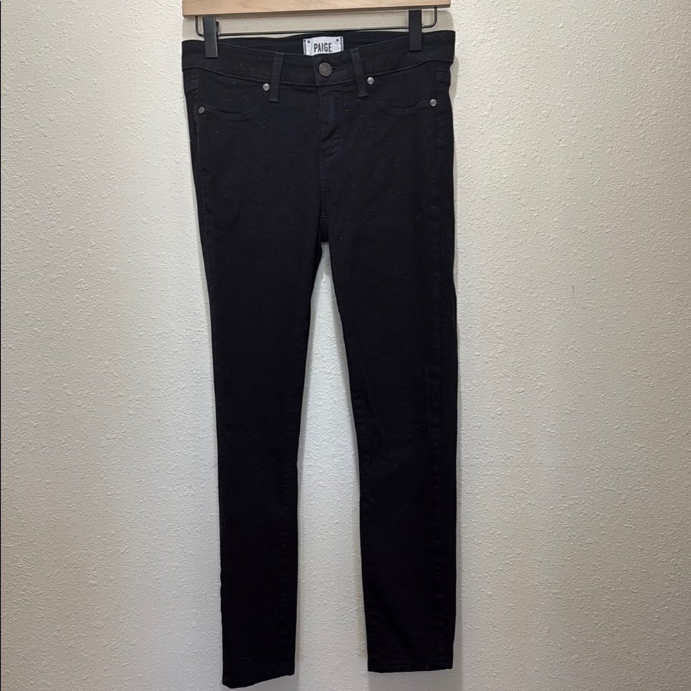 Paige Black Sparkly Skinny Jeans, Size 28